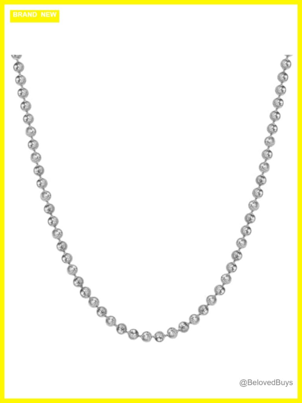 Sterling Silver 3MM Moon Cut Ball Bead Chain Necklace 18K Gold Plated
